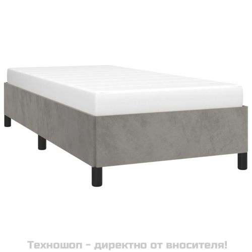 Рамка за легло без матрак, светлосива, 90x200 см, кадифе