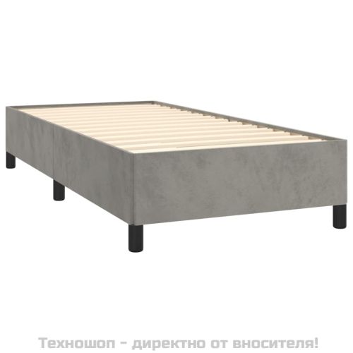 Рамка за легло без матрак, светлосива, 90x200 см, кадифе