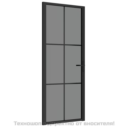 Интериорна врата 83x201,5 см черна ESG стъкло и алуминий