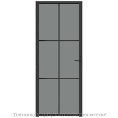 Интериорна врата 83x201,5 см черна ESG стъкло и алуминий