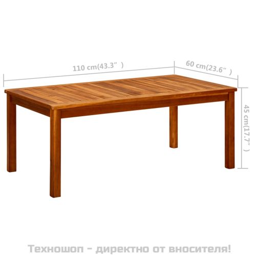 Градинска кафе маса, 110x60x45 см, акация масив