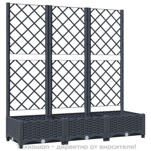 Градински сандък с пергола, синьо сив, 120x40x121,5 см, PP