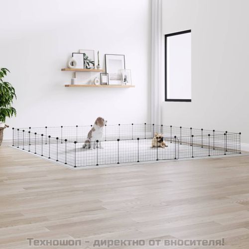 Клетка за животни с врата, 36 панела, черна, 35x35 см, стомана