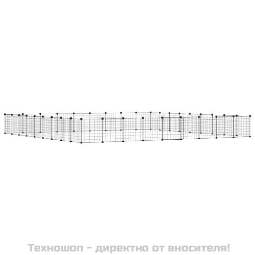 Клетка за животни с врата, 36 панела, черна, 35x35 см, стомана