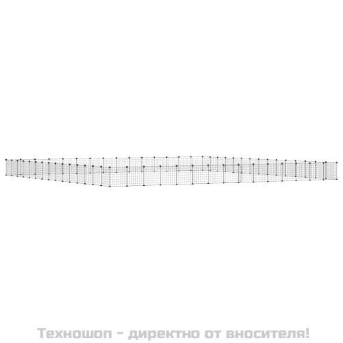 Клетка за животни с врата, 60 панела, черна, 35x35 см, стомана