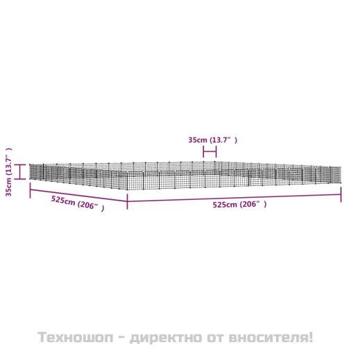 Клетка за животни с врата, 60 панела, черна, 35x35 см, стомана
