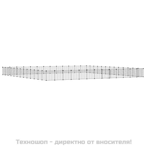 Клетка за животни с врата, 52 панела, черна, 35x35 см, стомана
