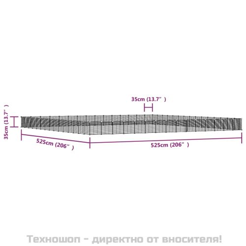 Клетка за животни с врата, 60 панела, черна, 525x525x35 см, стомана