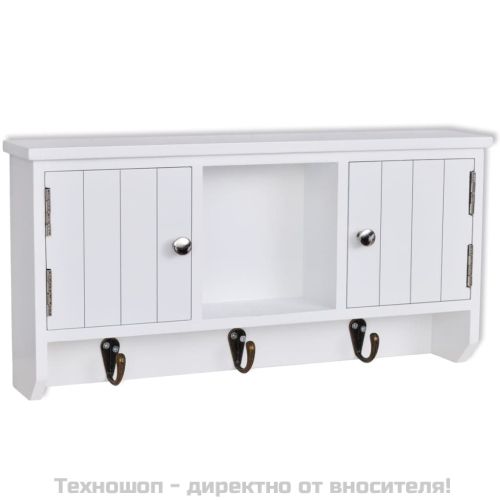 Стенен шкаф за ключове и бижута с врати и куки