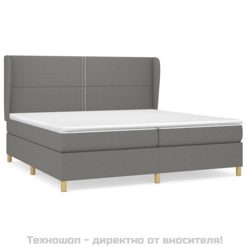 Боксспринг легло с матрак, тъмносиво, 200x200 см, плат