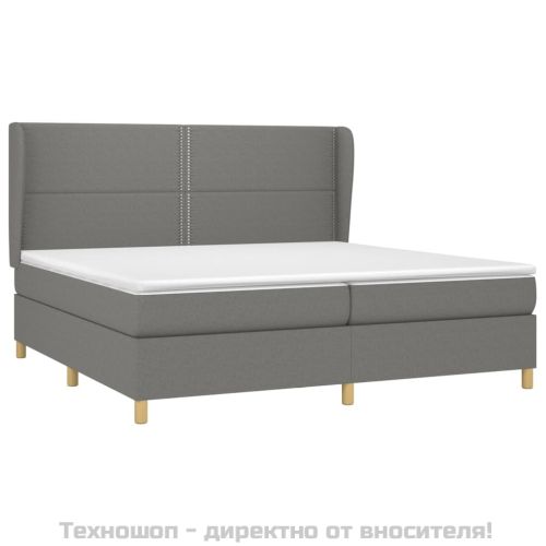 Боксспринг легло с матрак, тъмносиво, 200x200 см, плат