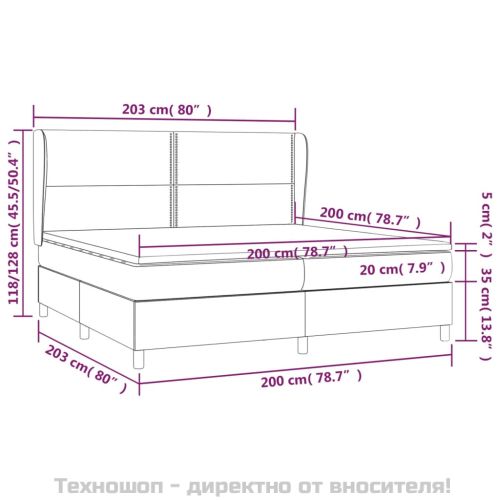 Боксспринг легло с матрак, тъмносиво, 200x200 см, плат