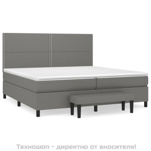 Боксспринг легло с матрак, тъмносиво, 200x200 см, плат