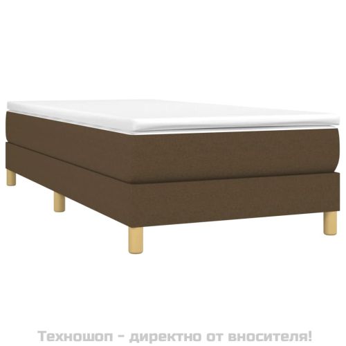 Боксспринг легло с матрак, тъмнокафяво, 90x200 см, плат