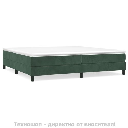 Боксспринг легло с матрак, тъмнозелено, 200x200 см, кадифе