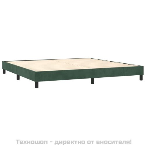 Боксспринг легло с матрак, тъмнозелено, 200x200 см, кадифе