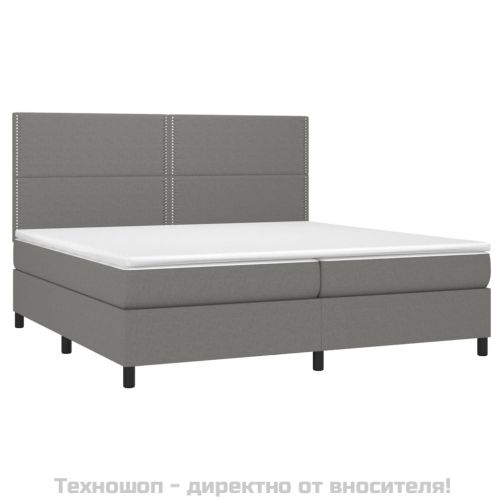Боксспринг легло с матрак, тъмносиво, 200x200 см, плат