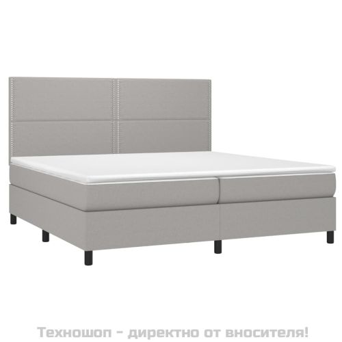 Боксспринг легло с матрак, светлосиво, 200x200 см, плат