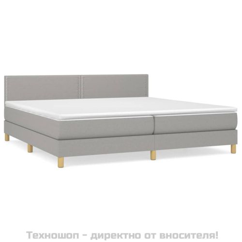Боксспринг легло с матрак, светлосиво, 200x200 см, плат