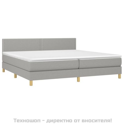 Боксспринг легло с матрак, светлосиво, 200x200 см, плат