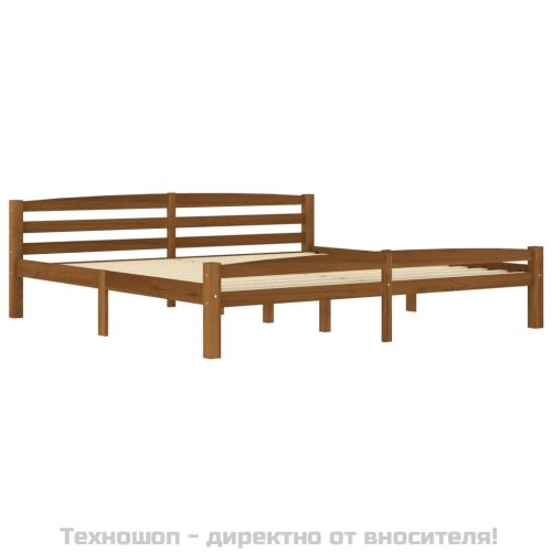 Рамка за легло, меденокафява, борово дърво масив, 180x200 см