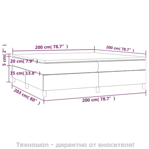 Боксспринг легло с матрак, светлосиво, 200x200 см, плат