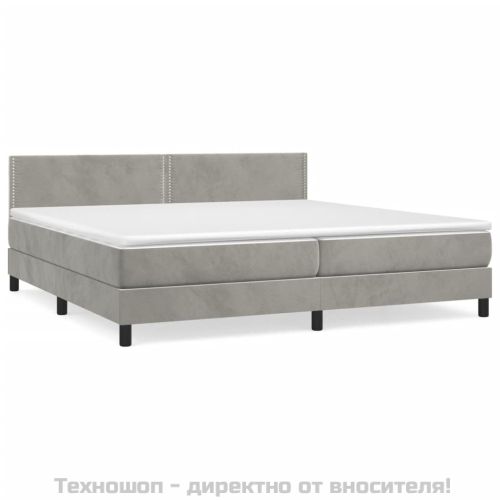Боксспринг легло с матрак, светлосиво, 200x200 см, кадифе