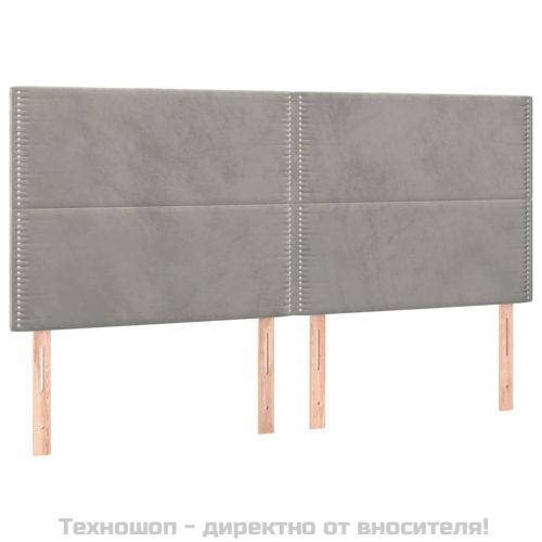 Боксспринг легло с матрак, светлосиво, 200x200 см, кадифе