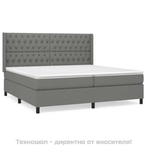Боксспринг легло с матрак, тъмносиво, 200x200 см, плат