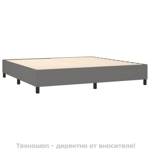 Боксспринг легло с матрак, тъмносиво, 200x200 см, плат
