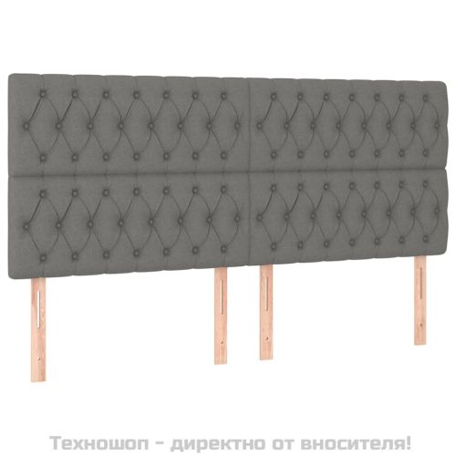 Боксспринг легло с матрак, тъмносиво, 200x200 см, плат