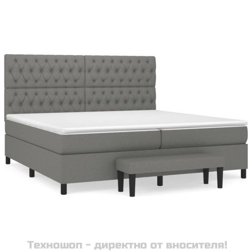 Боксспринг легло с матрак, тъмносиво, 200x200 см, плат