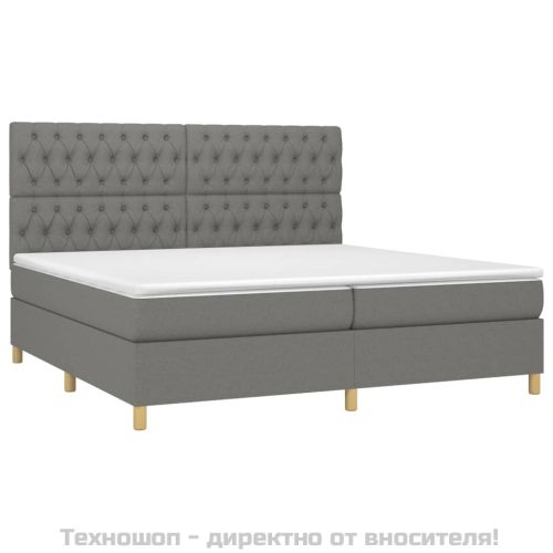 Боксспринг легло с матрак, тъмносиво, 200x200 см, плат
