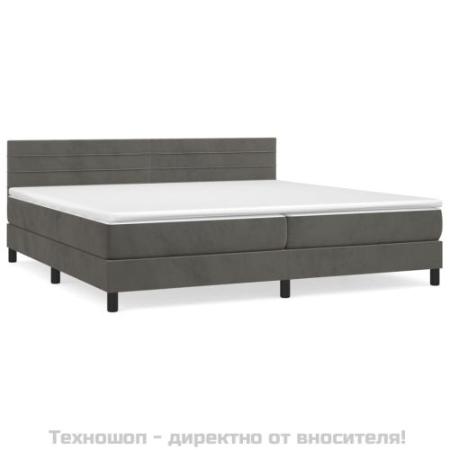 Боксспринг легло с матрак, тъмносиво, 200x200 см, кадифе