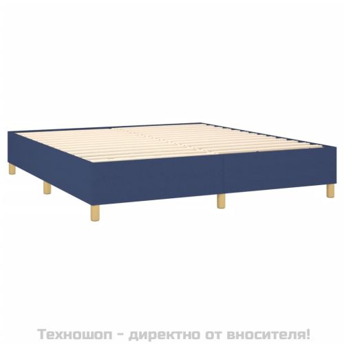 Боксспринг легло с матрак, синьо, 160x200 см, плат
