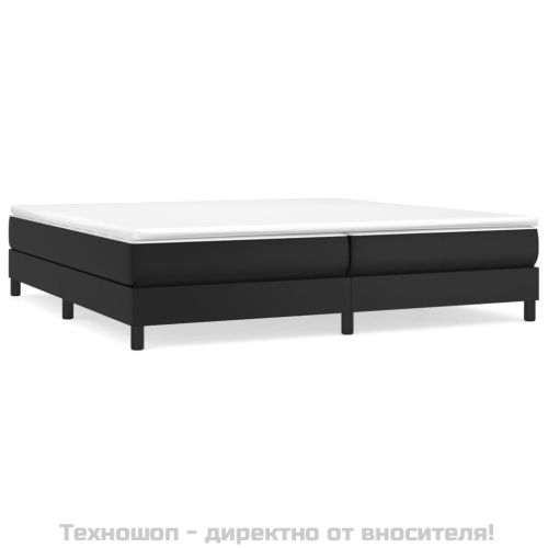 Рамка за легло с пружини черна 200x200 см изкуствена кожа