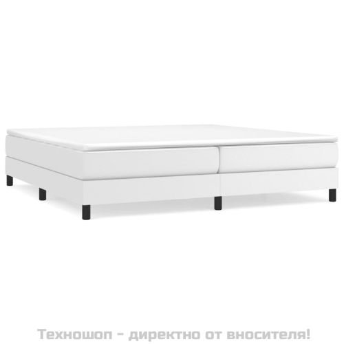 Рамка за легло с пружини бяла 200x200 см изкуствена кожа