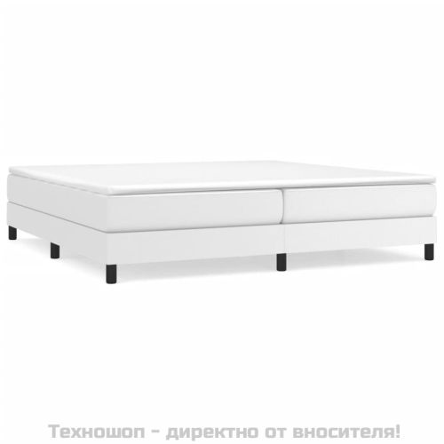 Боксспринг легло с матрак, бяло, 200x200 см, изкуствена кожа