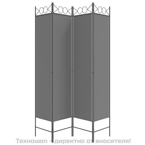 Параван за стая, 4 панела, антрацит, 160x200 cм, текстил