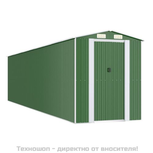 Градинска барака зелена 192x855x223 см поцинкована стомана
