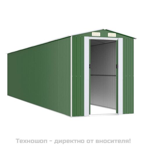 Градинска барака зелена 192x855x223 см поцинкована стомана