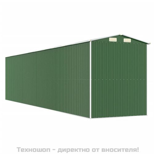 Градинска барака зелена 192x855x223 см поцинкована стомана