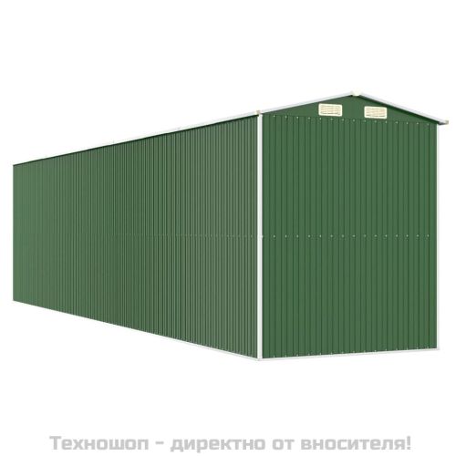 Градинска барака зелена 192x772x223 см поцинкована стомана
