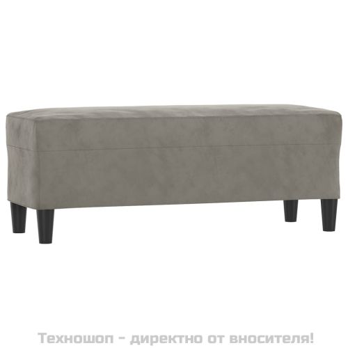 Пейка, светлосива, 100x35x41 см, кадифе