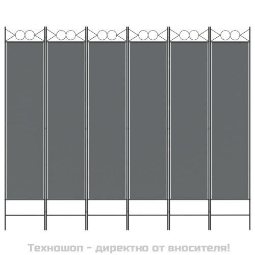 Параван за стая, 6 панела, антрацит, 240x200 cм, текстил