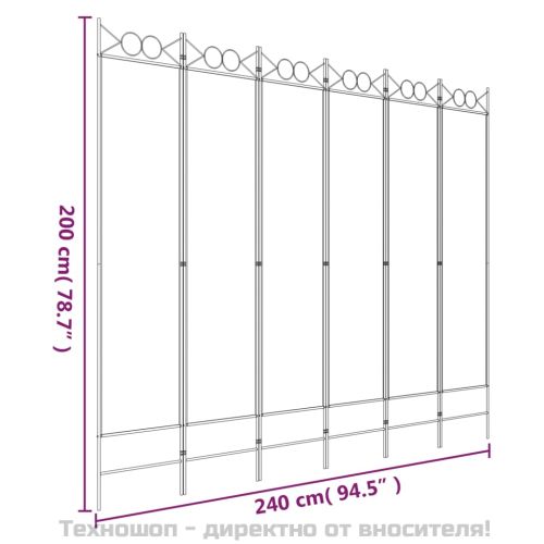 Параван за стая, 6 панела, антрацит, 240x200 cм, текстил