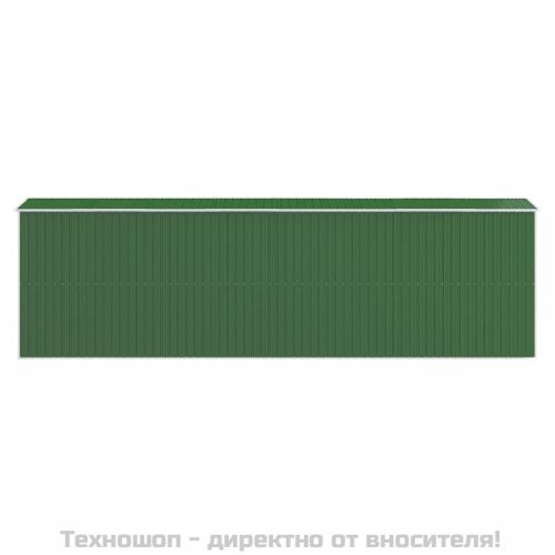 Градинска барака зелена 192x689x223 см поцинкована стомана