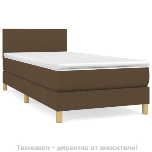 Боксспринг легло с матрак, тъмнокафяво, 90x200 см, плат