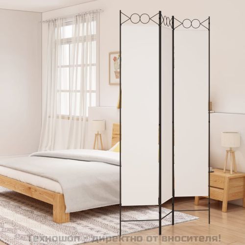 Параван за стая, 3 панела, бял, 120x220 см, текстил