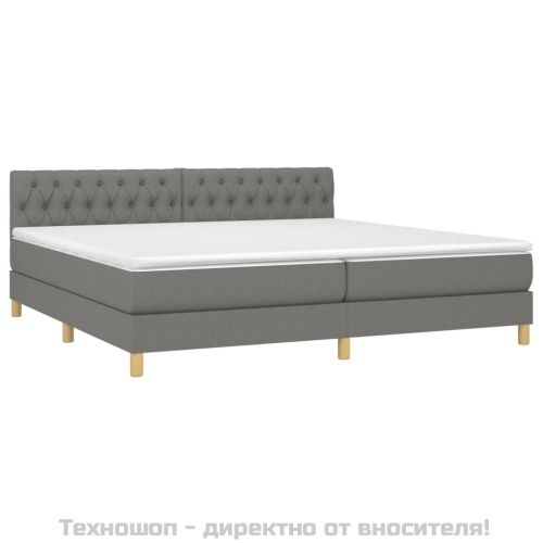 Боксспринг легло с матрак, тъмносиво, 200x200 см, плат